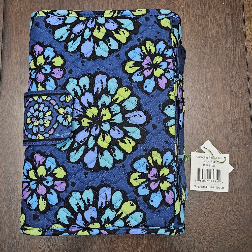 Vera Bradley Changing Pad Clutch Indigo Pop Diaper Organizer NWT Travel Baby Mom